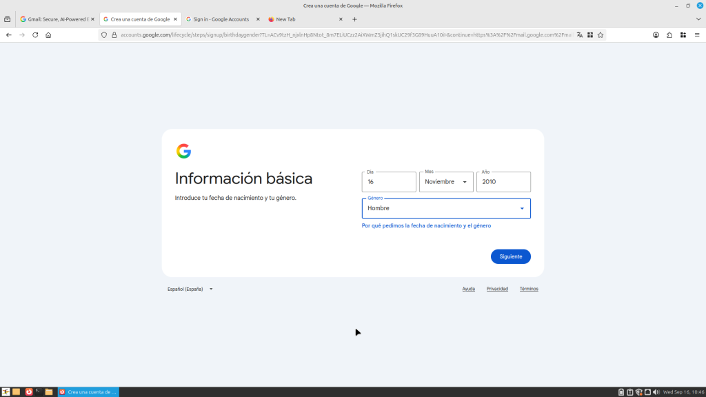 Paso 2: Información básica