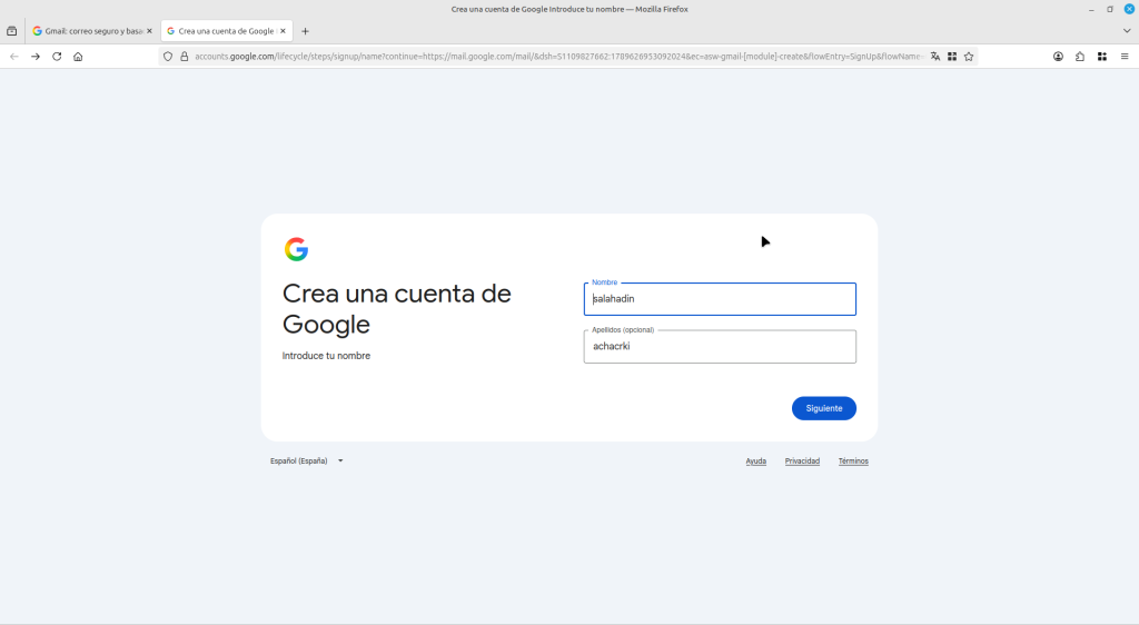 Paso 1: Nombre y apellidos